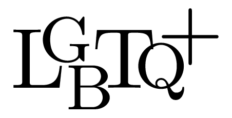 LGBTQ+ logotype with T and Q crossing